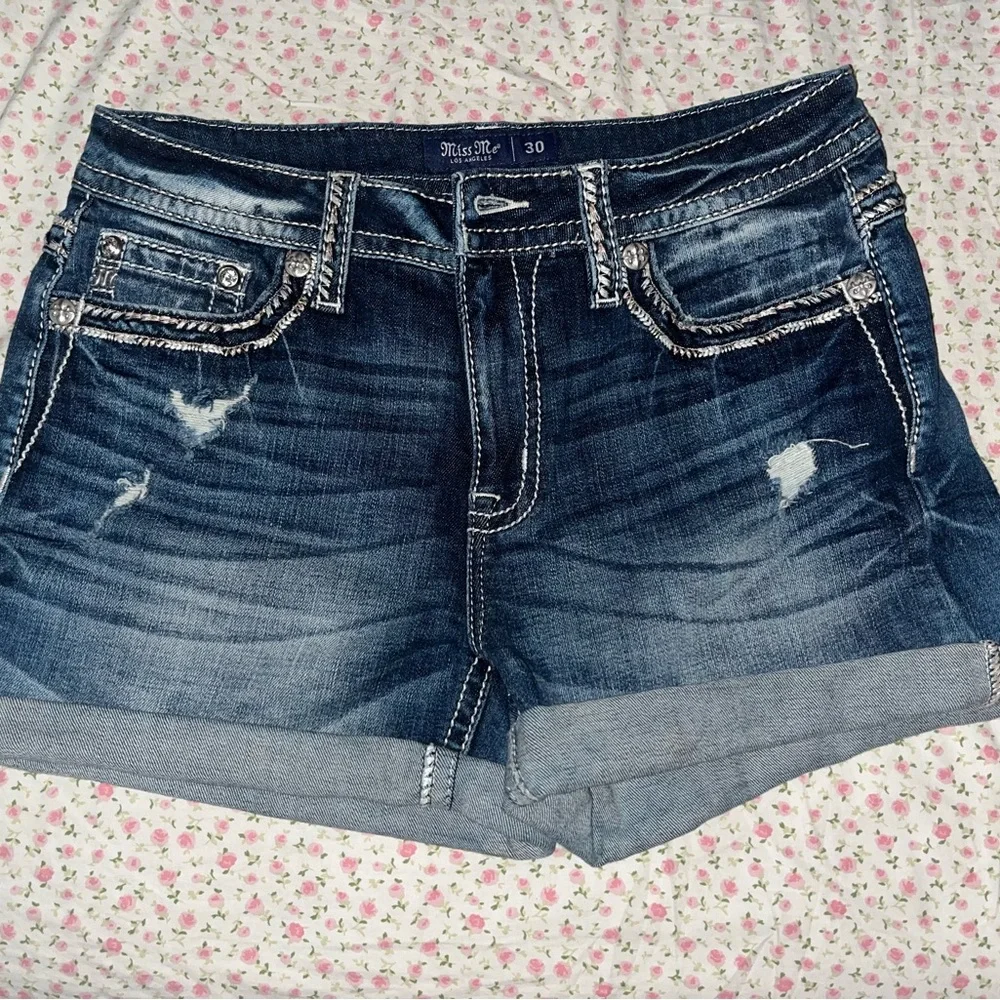 Miss Me Dark Blue shorts - Picture 4 of 5